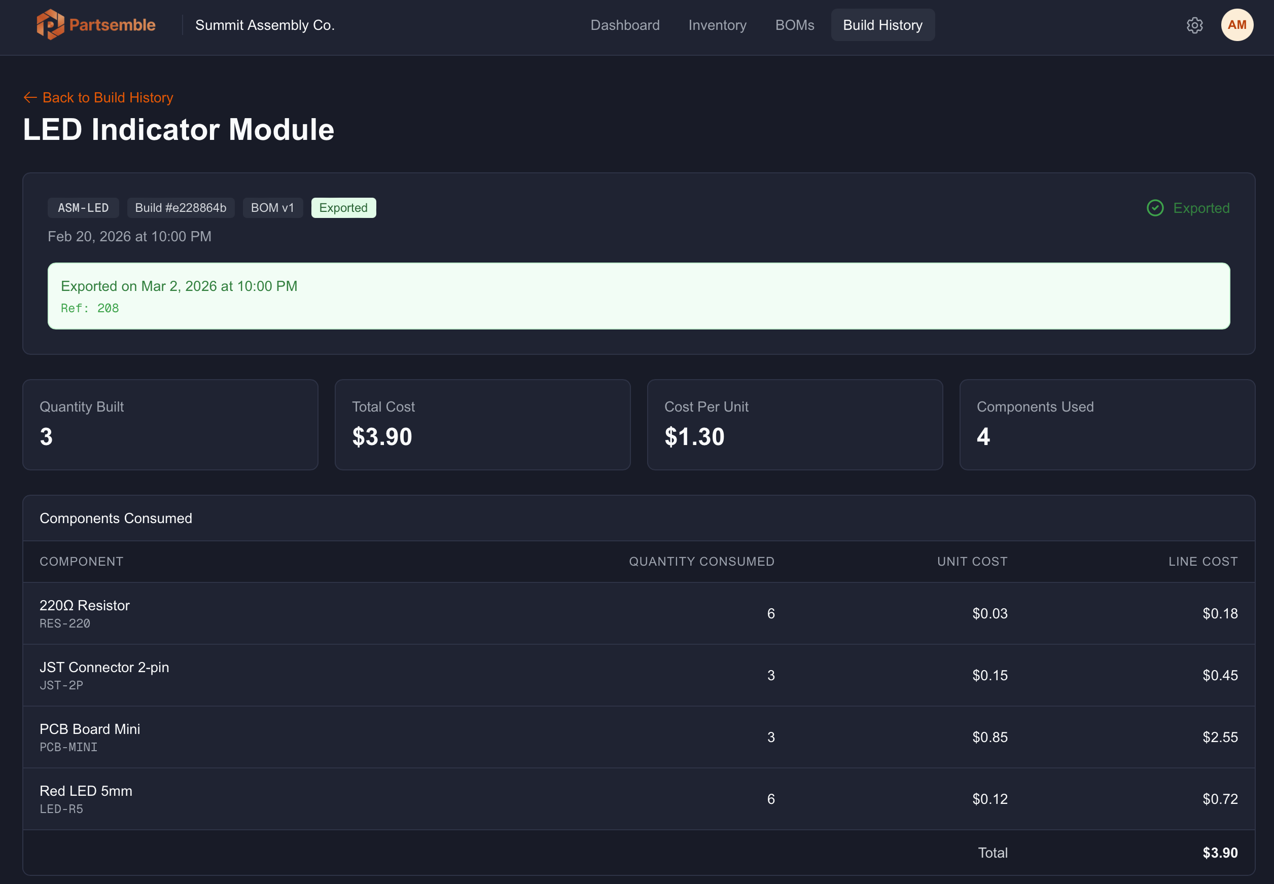 Build exported to QuickBooks Online with cost breakdown